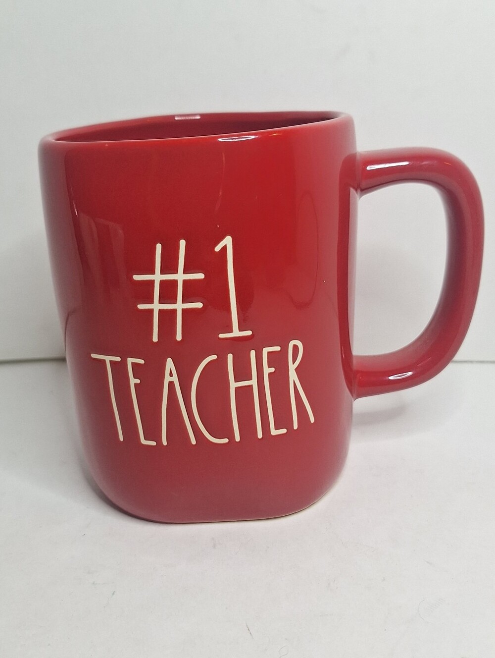 Rae Dunn Artisan Collection Ceramic Mug 20oz Red #1 Teacher Excellent Condition